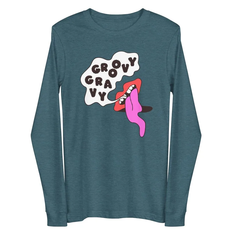 Long sleeve tee with psychedelic mouth graphic